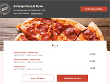 Tablet Screenshot of airwayspizzamenu.com